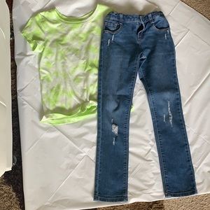 Green T-Shirt with Jeans